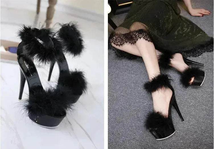 Super High Heel Plush Sandals Women's Thin Heel - EX-STOCK Canada