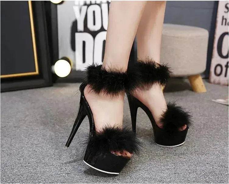 Super High Heel Plush Sandals Women's Thin Heel - EX-STOCK Canada