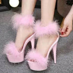 Super High Heel Plush Sandals Women's Thin Heel - EX-STOCK Canada