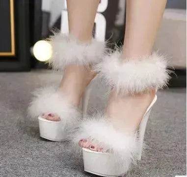 Super High Heel Plush Sandals Women's Thin Heel - EX-STOCK Canada