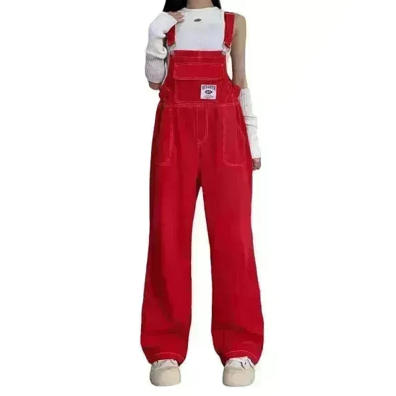 Suspender Pants High Waist Loose Straight Slimming Women - EX-STOCK CANADA