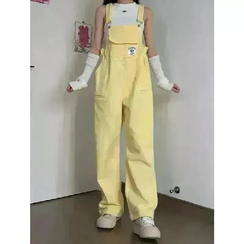 Suspender Pants High Waist Loose Straight Slimming Women - EX-STOCK CANADA