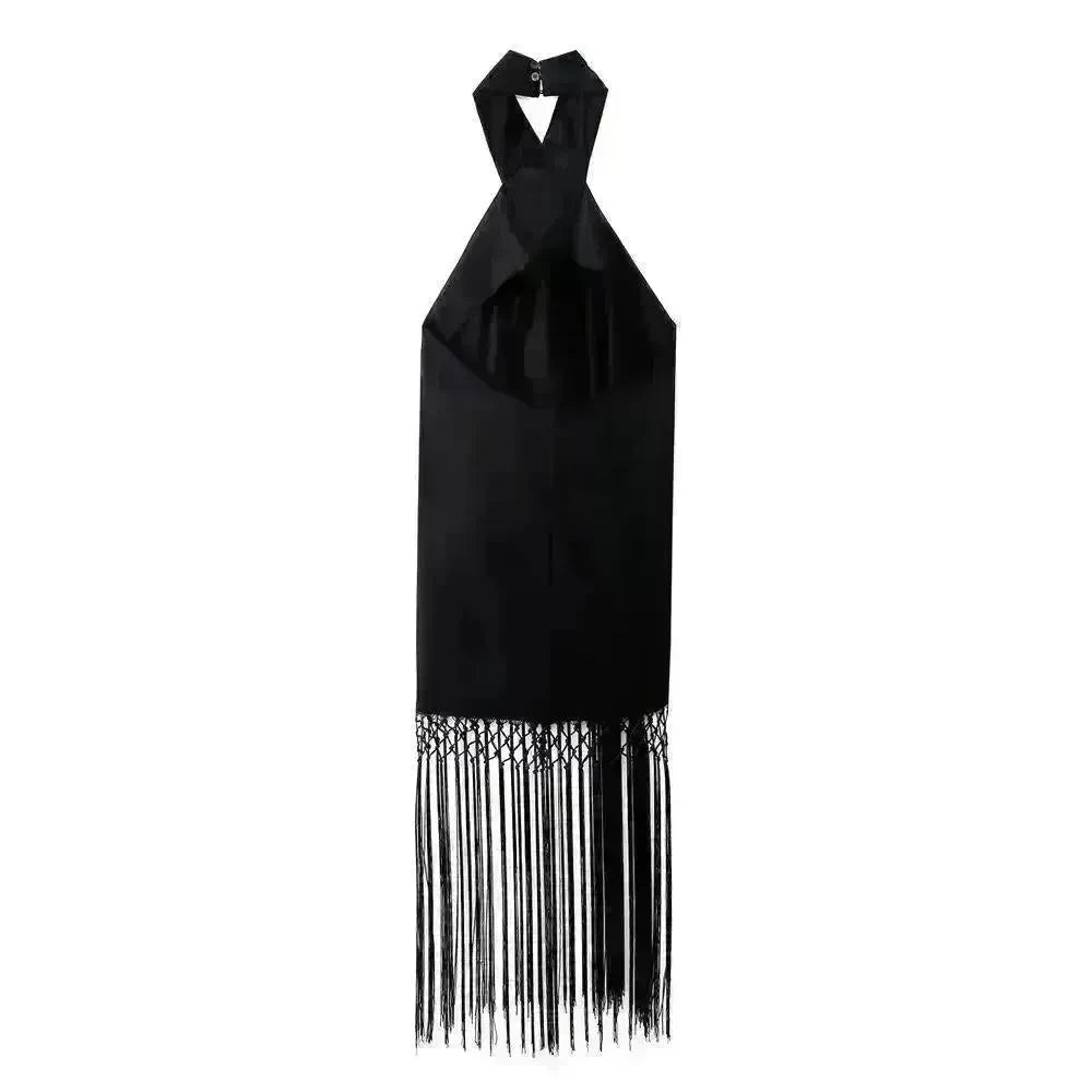 Tassel Hangings Collar Linen Dress - EX-STOCK CANADA