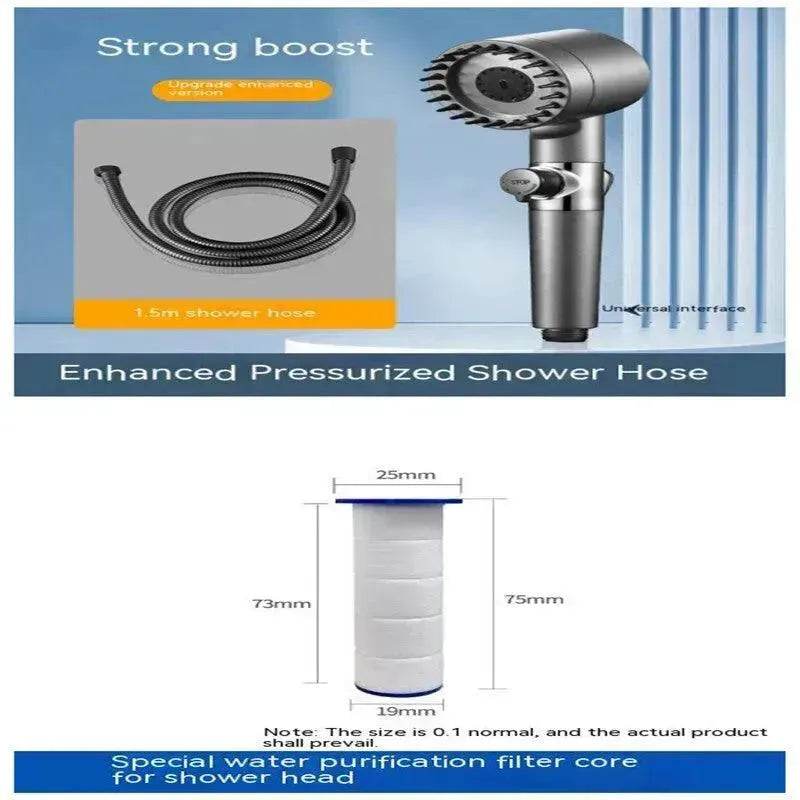 The Third Gear Adjustable Strong Supercharged Shower Head Household Bath Shower Hose Shower Head - EX-STOCK Canada