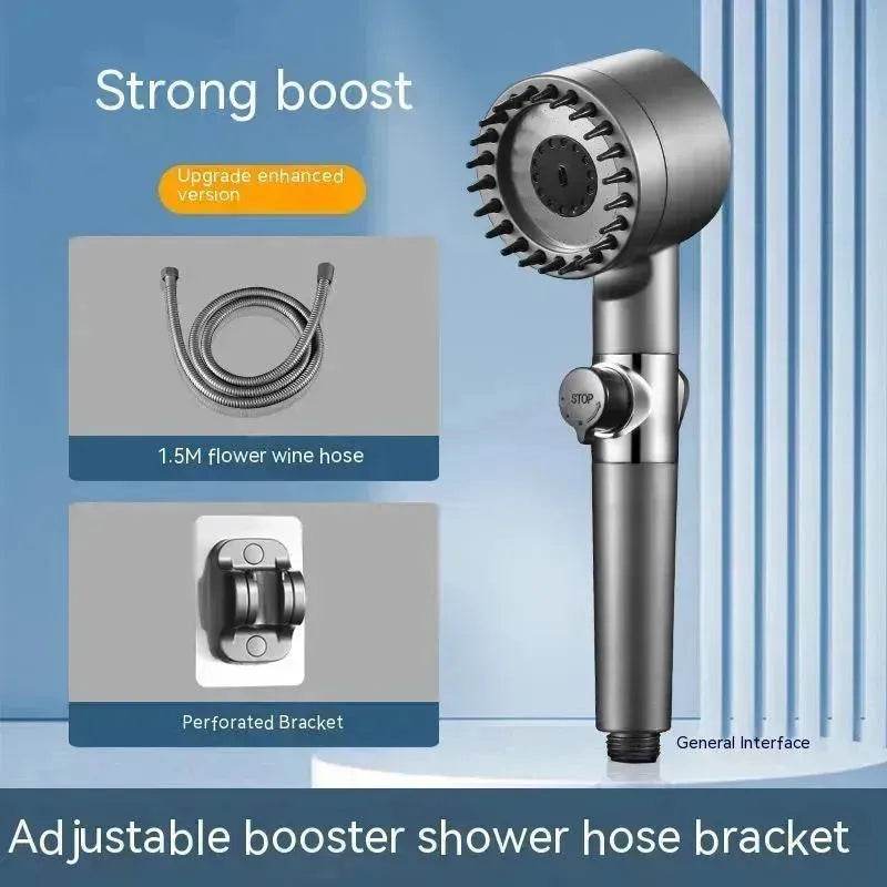 The Third Gear Adjustable Strong Supercharged Shower Head Household Bath Shower Hose Shower Head - EX-STOCK Canada