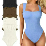Thread Square Neck Jumpsuit Sleeveless Slim Fit Tank Top Summer Shapewear - EX-STOCK CANADA