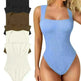 Thread Square Neck Jumpsuit Sleeveless Slim Fit Tank Top Summer Shapewear - EX-STOCK CANADA