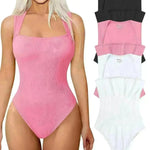 Thread Square Neck Jumpsuit Sleeveless Slim Fit Tank Top Summer Shapewear - EX-STOCK CANADA