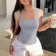Thread Square Neck Jumpsuit Sleeveless Slim Fit Tank Top Summer Shapewear - EX-STOCK CANADA