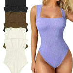 Thread Square Neck Jumpsuit Sleeveless Slim Fit Tank Top Summer Shapewear - EX-STOCK CANADA