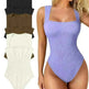 Thread Square Neck Jumpsuit Sleeveless Slim Fit Tank Top Summer Shapewear - EX-STOCK CANADA