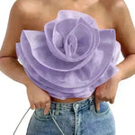 Three-dimensional Organza Flower Small Sling Chest-wrapped Vest - EX-STOCK CANADA