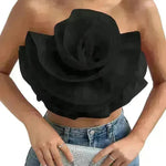 Three-dimensional Organza Flower Small Sling Chest-wrapped Vest - EX-STOCK CANADA