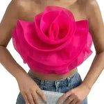 Three-dimensional Organza Flower Small Sling Chest-wrapped Vest - EX-STOCK CANADA