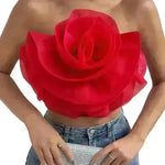 Three-dimensional Organza Flower Small Sling Chest-wrapped Vest - EX-STOCK CANADA