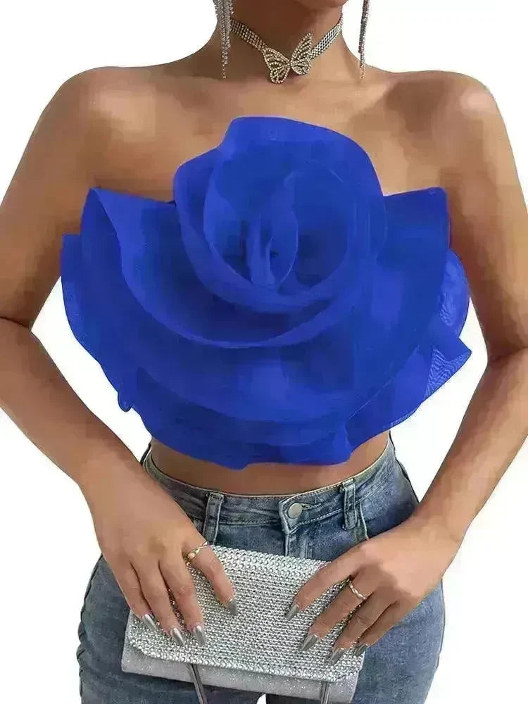 Three-dimensional Organza Flower Small Sling Chest-wrapped Vest - EX-STOCK CANADA