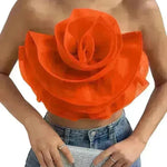 Three-dimensional Organza Flower Small Sling Chest-wrapped Vest - EX-STOCK CANADA