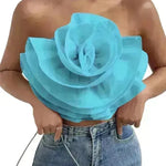 Three-dimensional Organza Flower Small Sling Chest-wrapped Vest - EX-STOCK CANADA
