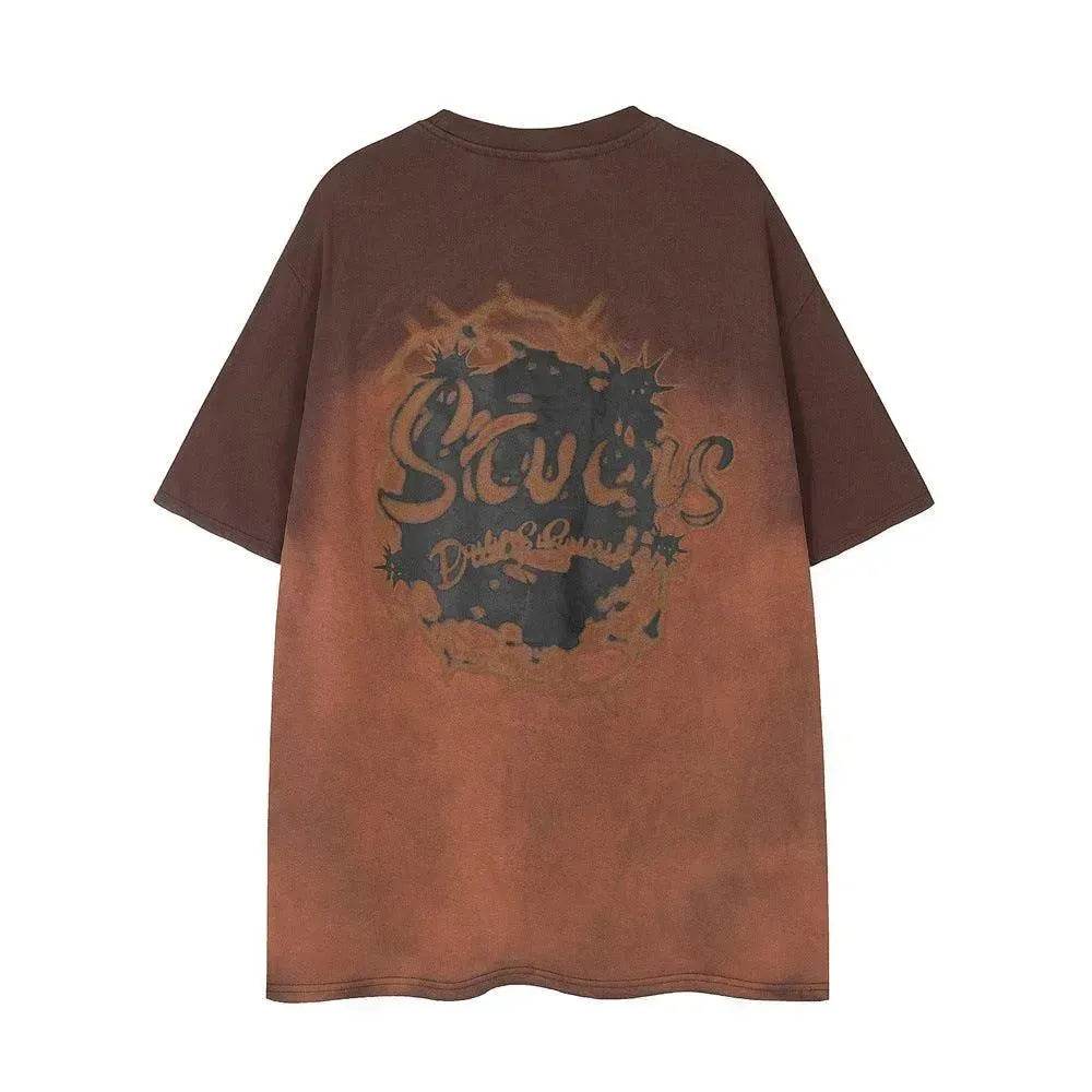 Tie-dye Gradient Short-sleeved T-shirt Idle Style - EX-STOCK Canada