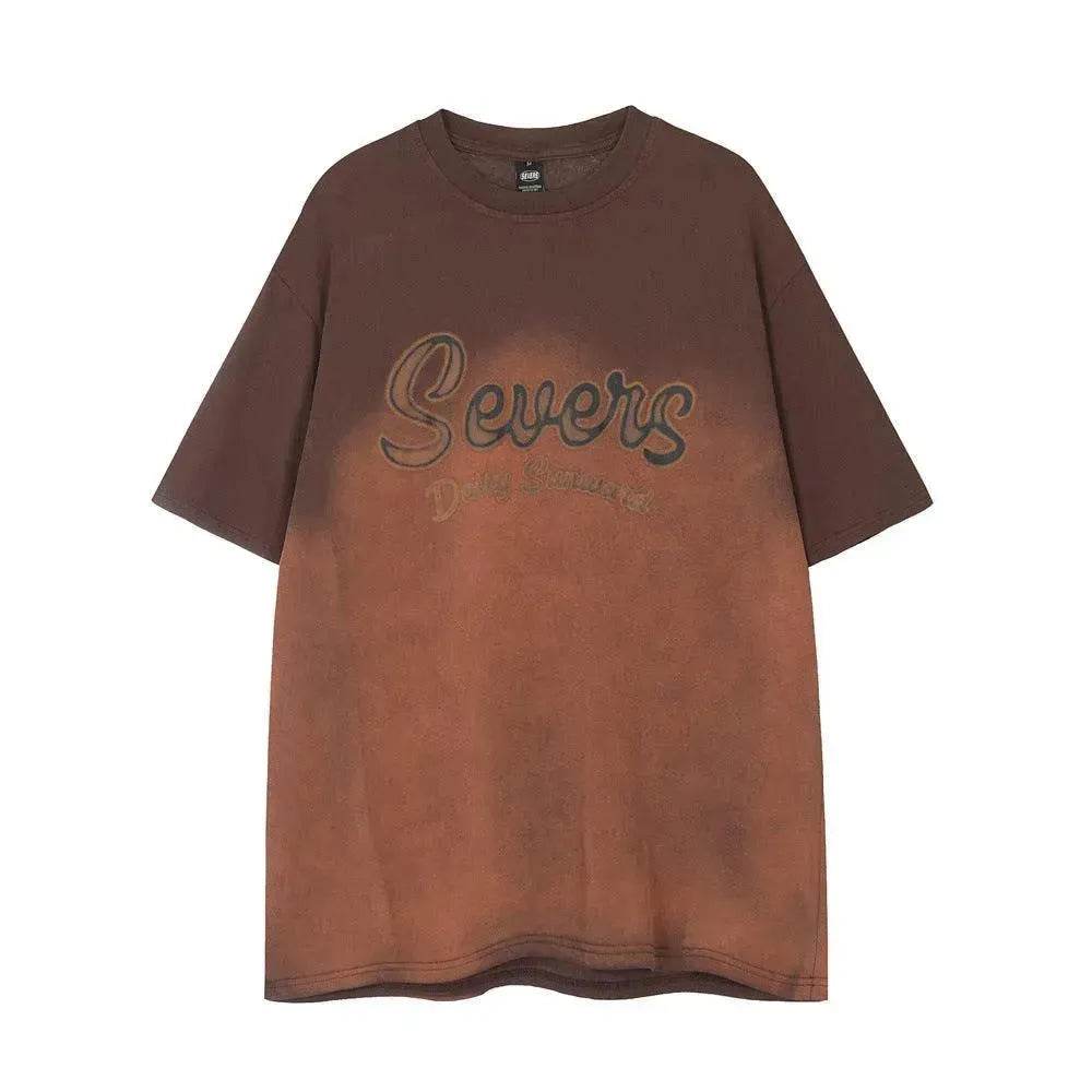 Tie-dye Gradient Short-sleeved T-shirt Idle Style - EX-STOCK Canada