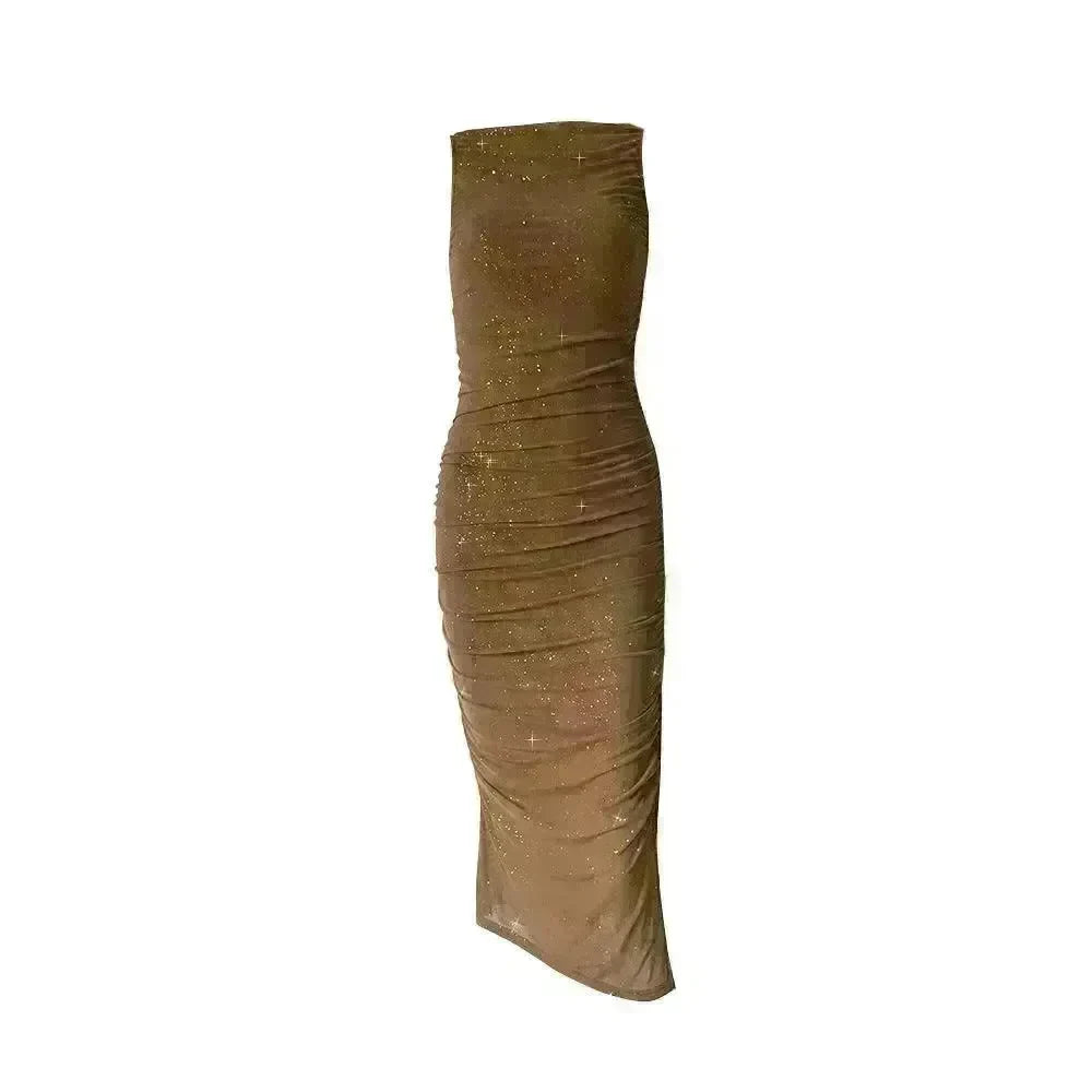 Tight Side Slit Pleated Party Party Dress Women - EX-STOCK CANADA