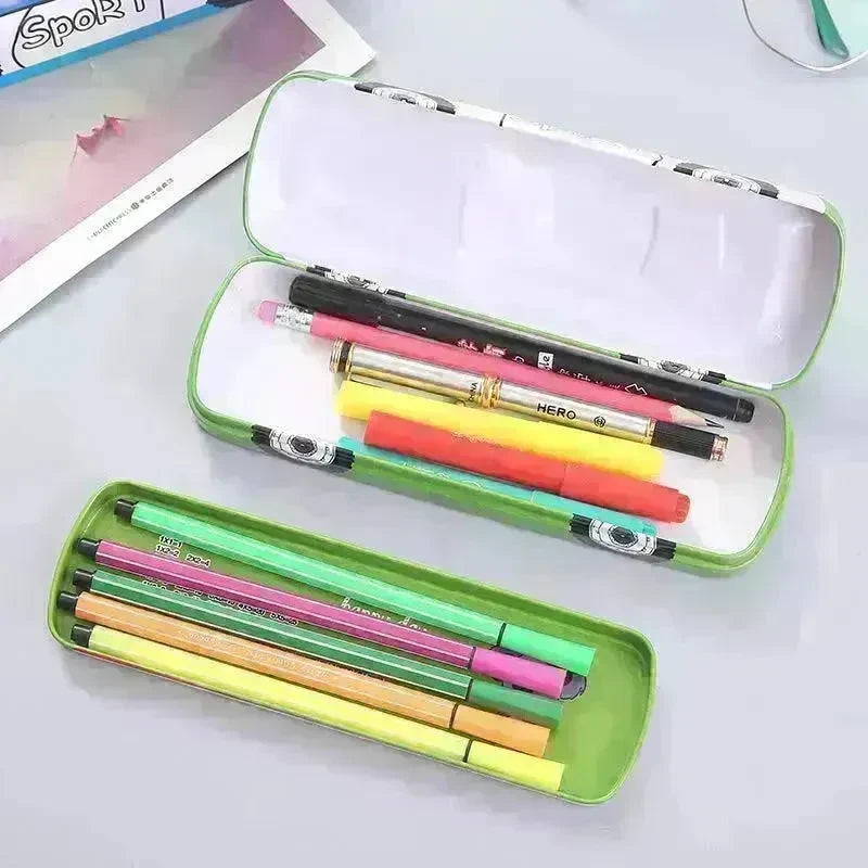 Tinplate Car Trolley Double-layer Stationery Box Racing Shape Pencil Case Cartoon Pattern Pencil Case - EX-STOCK CANADA