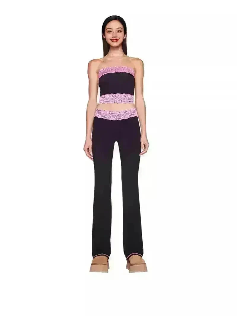 Top Bootleg Pants Suit Two-piece Set - EX-STOCK CANADA