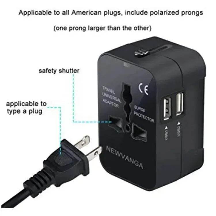 Travel Universal Conversion Plug Dual USB - EX-STOCK Canada