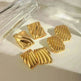 Trendy 18K Gold Stainless Steel Cube Wave Stud Earrings for Women Wedding Earrings - EX-STOCK CANADA