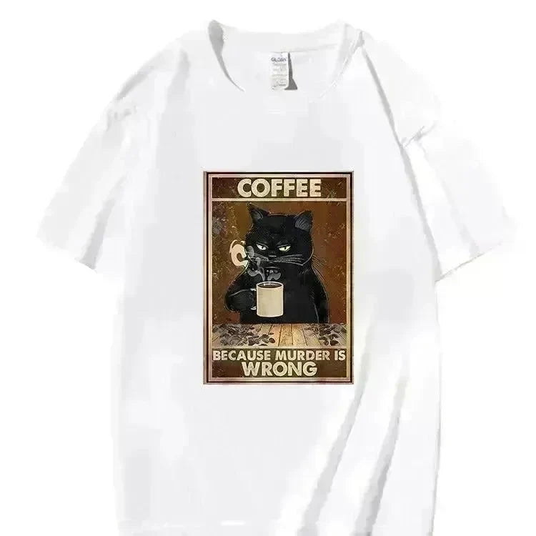 Trendy Short Sleeve Cat Poster Printed Unisex Casual T-shirt - EX-STOCK CANADA