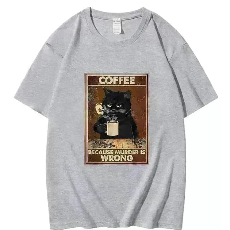 Trendy Short Sleeve Cat Poster Printed Unisex Casual T-shirt - EX-STOCK CANADA
