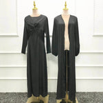 Turkey Dubai Fashion Solid Color Two-piece Set Dress Cardigan Suit - EX-STOCK Canada