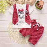 Two-piece Children's Suit With Short Sleeve Shorts And Suspenders Top Shirt - EX-STOCK Canada