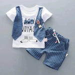 Two-piece Children's Suit With Short Sleeve Shorts And Suspenders Top Shirt - EX-STOCK Canada