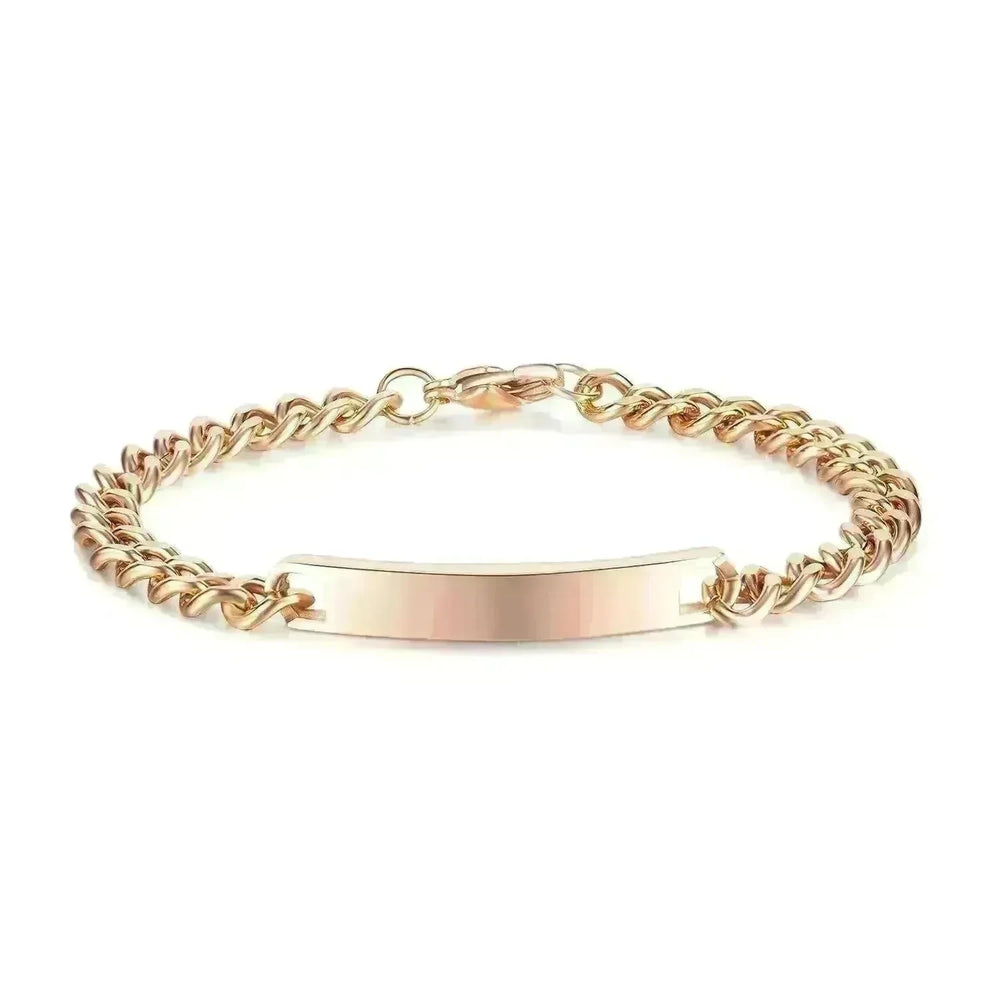 Unisex Titanium Steel Curved Plate Rose Gold Plated Bracelet - EX-STOCK CANADA