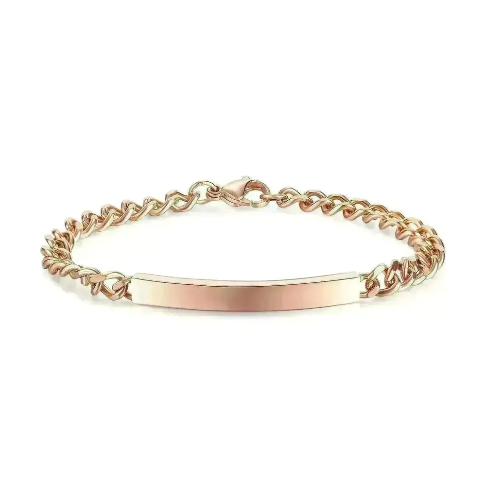 Unisex Titanium Steel Curved Plate Rose Gold Plated Bracelet - EX-STOCK CANADA