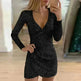 V-neck Hip Irregular Skirt Long Sleeve Women - EX-STOCK CANADA