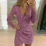 V-neck Hip Irregular Skirt Long Sleeve Women - EX-STOCK CANADA
