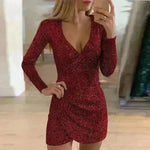 V-neck Hip Irregular Skirt Long Sleeve Women - EX-STOCK CANADA