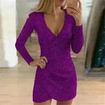 V-neck Hip Irregular Skirt Long Sleeve Women - EX-STOCK CANADA