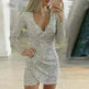 V-neck Hip Irregular Skirt Long Sleeve Women - EX-STOCK CANADA