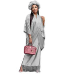 V-neck Loose Casual Two-piece Turkish Middle Eastern Robe Satin Dress - EX-STOCK CANADA