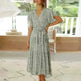 V-neck Lotus Leaf Sleeve Floral Split Dress - EX-STOCK CANADA