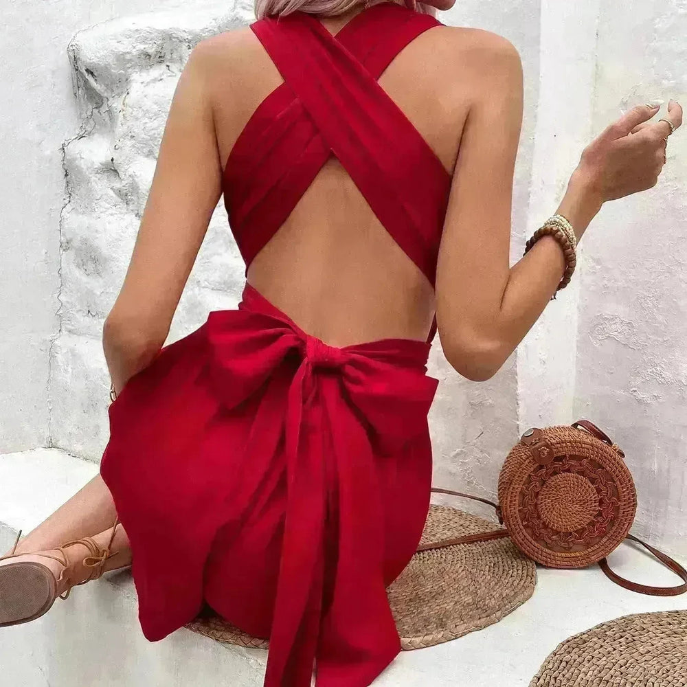 V-neck Sexy Lace-up Waist Backless Elegant Sweet Women's Jumpsuit - EX-STOCK CANADA