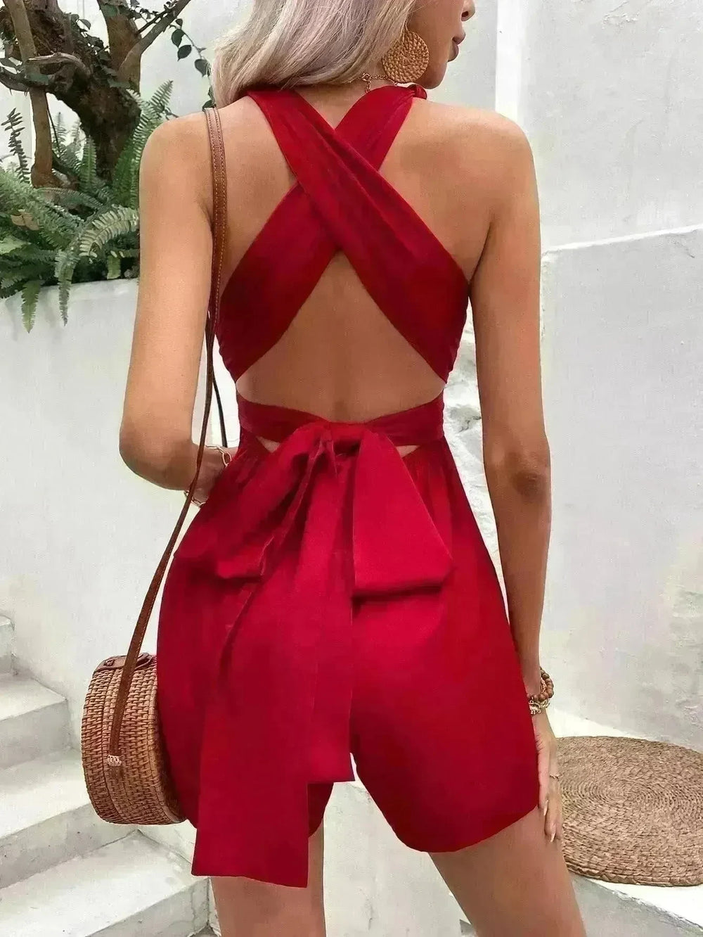 V-neck Sexy Lace-up Waist Backless Elegant Sweet Women's Jumpsuit - EX-STOCK CANADA