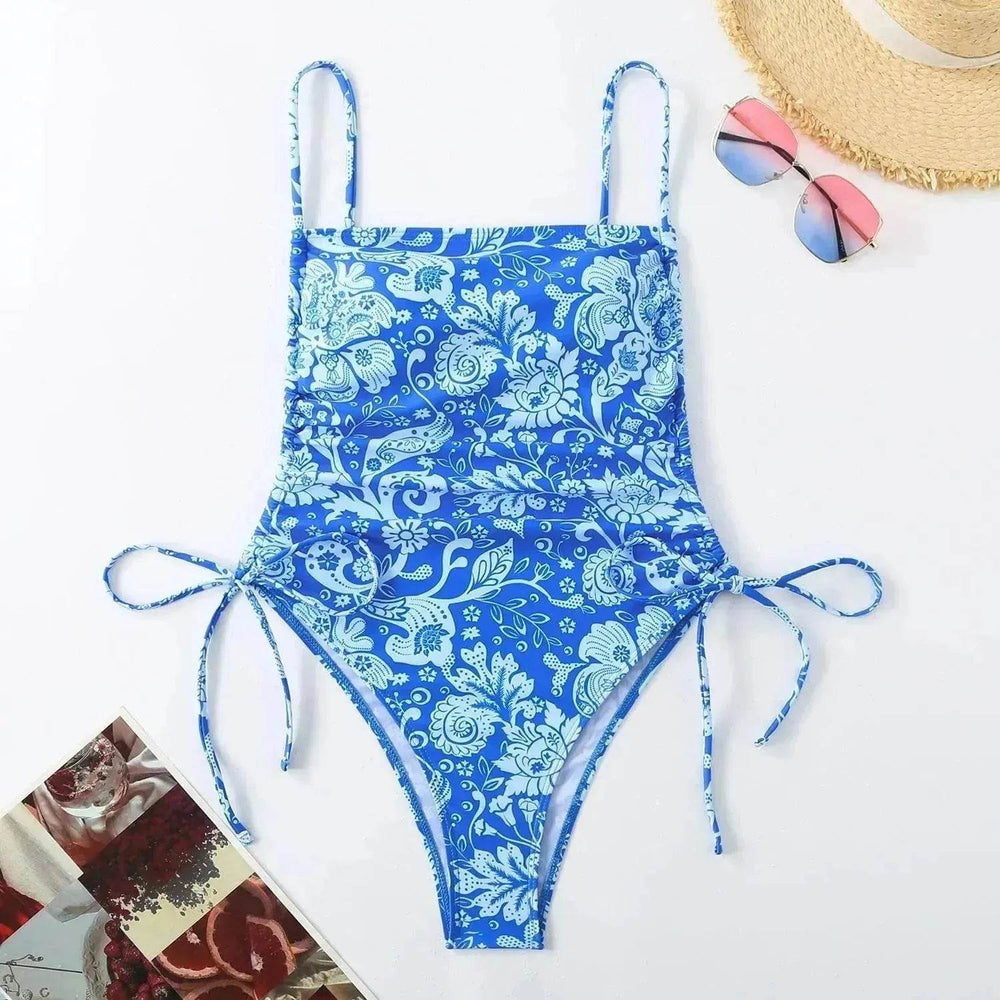 Vacation Style Drawstring Slimming Charming One Piece Swimsuit - EX-STOCK Canada