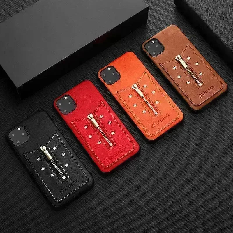 Variety of Mobile Model's Anti Fingerprint Zipper Elegant Phone Case - EX-STOCK CANADA