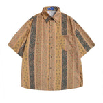 Vertical Stripes Small Floral Short-sleeved Casual Shirt - EX-STOCK Canada