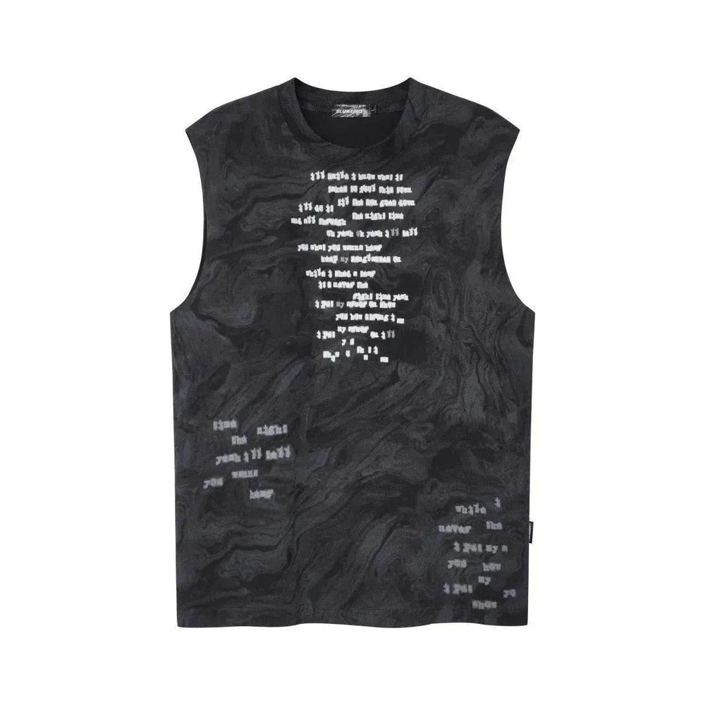 Vintage Batik Ink Letter Printing Tank Top Vest - EX-STOCK Canada