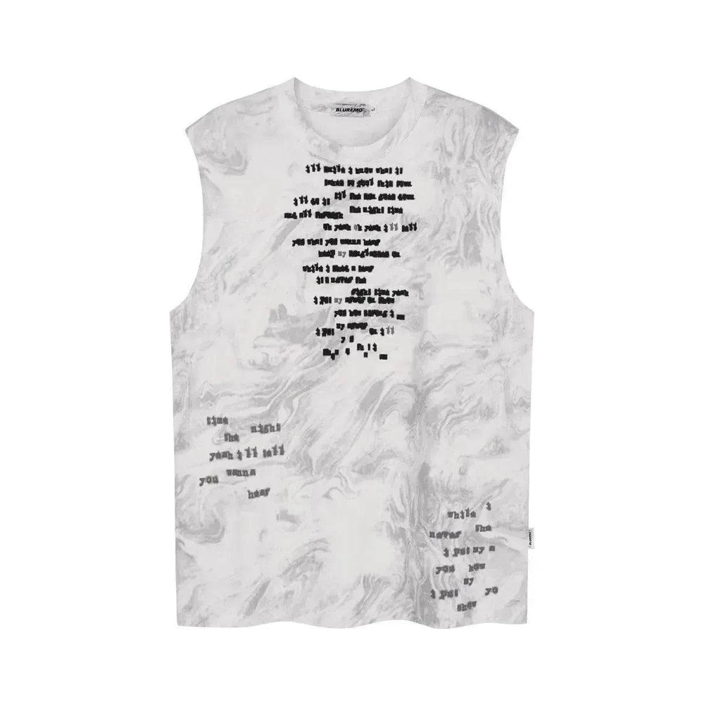Vintage Batik Ink Letter Printing Tank Top Vest - EX-STOCK Canada